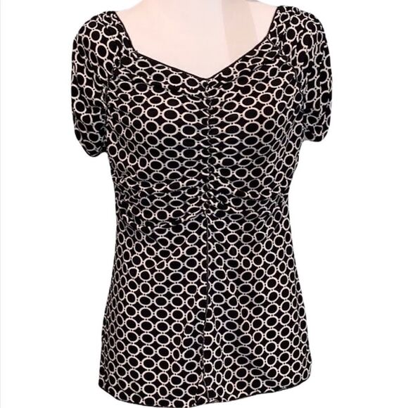 Euc Max Studio stretch ruched blouse circle sz m - Picture 1 of 5